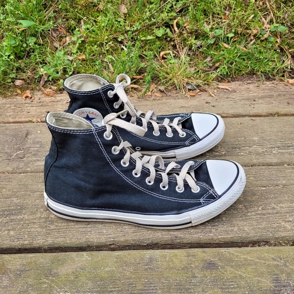 Converse All Star High Top Black Sneakers Sz 10.5 - Picture 2 of 8